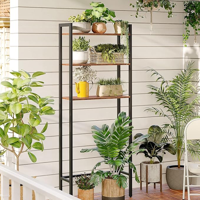 HOOBRO Over-The-Toilet Storage, 3-Tier Bathroom Organizer Over Toilet, Wooden Bathroom Shelves, Space Saver, Freestanding Storage Shelf, Easy to Assemble, Rustic Brown and Black BF41TS01