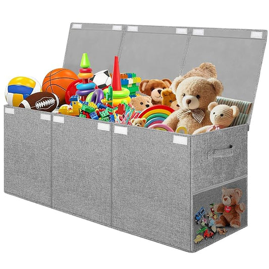 Extra Large Toy Box Chest with Lid, Kids Toy Storage Organizer for Boys Girls, Big Toy Bin Basket Extra Large Toy Storage Box for Living Room Playroom Nursery 40L x14 x16
