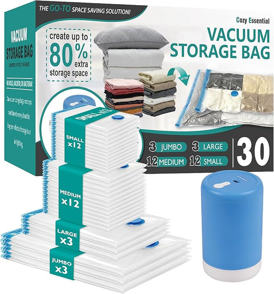 30 Pack Space Saver Storage Bags with Electric Air Pump-NeatNest