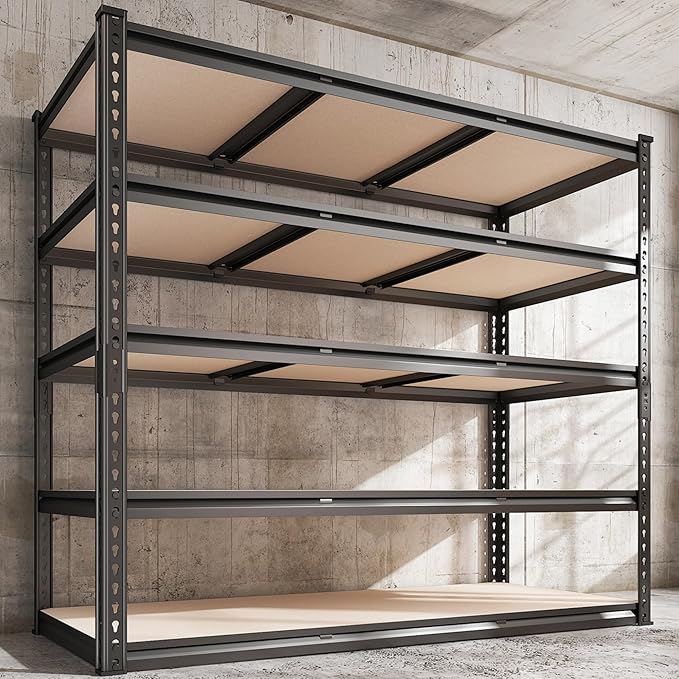 REIBII 48" W Garage Shelving Heavy Duty, 3000LBS Storage Shelves, 5-Tier Adjustable Metal Shelving, Garage Shelves Sturdy Industrial Shelf, Easy Assemble, 72" H x 48" W x 18" D-NeatNest