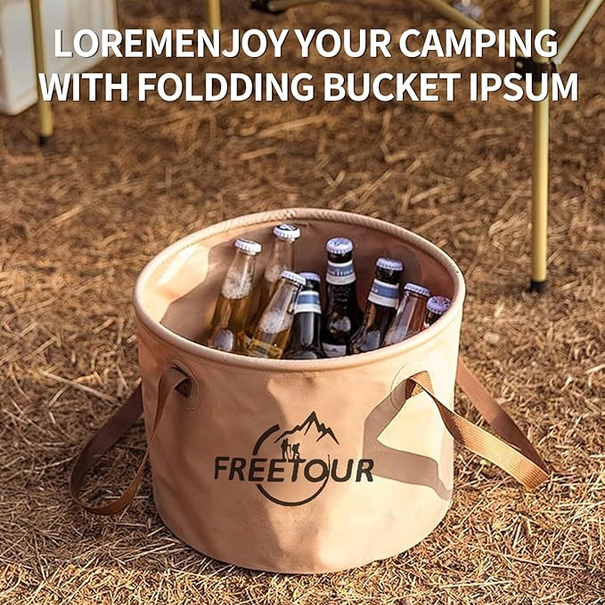 Baiao Collapsible Bucket 5 Gallon, Portable Collapsible Bucket with Handle, Folding Water Container for Fishing Camping Beach Hiking Home Travel Car Washing(Khaki 20L)-NeatNest