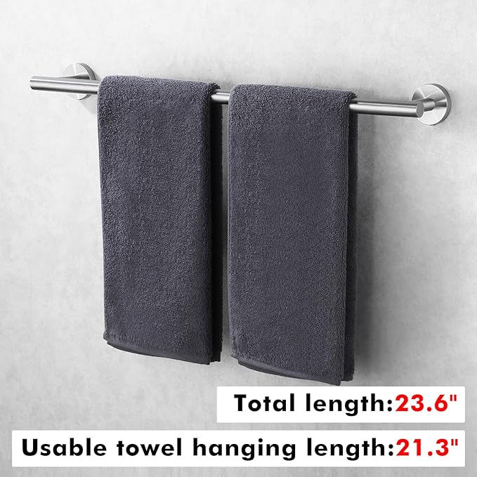 KES 21.3 Inches Towel Bar for Bathroom Kitchen Hand Towel Holder Dish Cloths Hanger SUS304 Stainless Steel RUSTPROOF Wall Mount Brushed Steel, Total Length 23.6 Inch, A2000S60-2