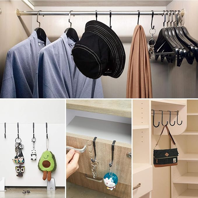 8 Pieces Over Cabinet Hook Double S Shaped Cabinet Drawer Hanger Hook Durable Metal Heavy Duty Hooks for Kitchen, Closet, Bathroom, Drawer, Wardrobe Door, Cabinet Door to Hang Bags, Clothes, Towels