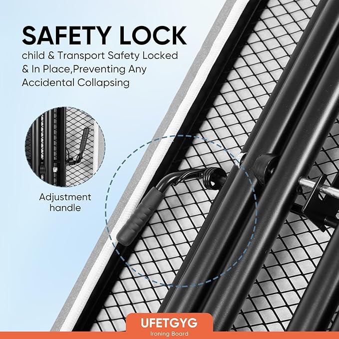 Classic Ironing Board 43" X 13" W/with Iron Rest | Full Metal Construction| Height Adjustable | Heat & Scorch Resistant Fabric | Anti-Skid Feet | Easy to Fold (Dark Grey)-NeatNest