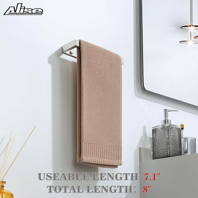 Alise Bath Towel Bar,Wall Mount Towel Holder Towel Rack Towel Hanger for Bathroom Lavatory,8 Inch SUS304 Stainless Steel Towel Rail,Polished Chrome GJF020-C
