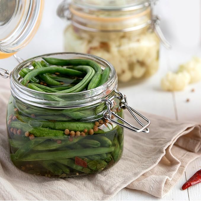 Galashield Glass Jars with Lids 16 oz Food Storage Jars with Airtight Lids Leak Proof Glass Canisters Kitchen Jars [Set of 2]
