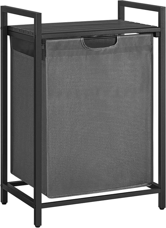 VASAGLE Laundry Hamper, Laundry Basket, Laundry Sorter with A Pull-Out and Removable Bag, Shelf, Metal Frame, 17.2 Gallons (65 L), 19.7 x 13 x 28.4 Inches, Gray and Black UBLH101G01-NeatNest