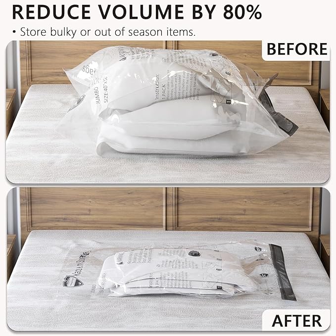 SUOCO 14 Combo Vacuum Storage Bags with Electric Pump, (4 Jumbo, 4 Large, 3 Medium, 3 Small) Travel Clothes Space Saver Bags, Compression Airtight Seal Bags for Clothing, Pillows, Comforters, Blankets-NeatNest