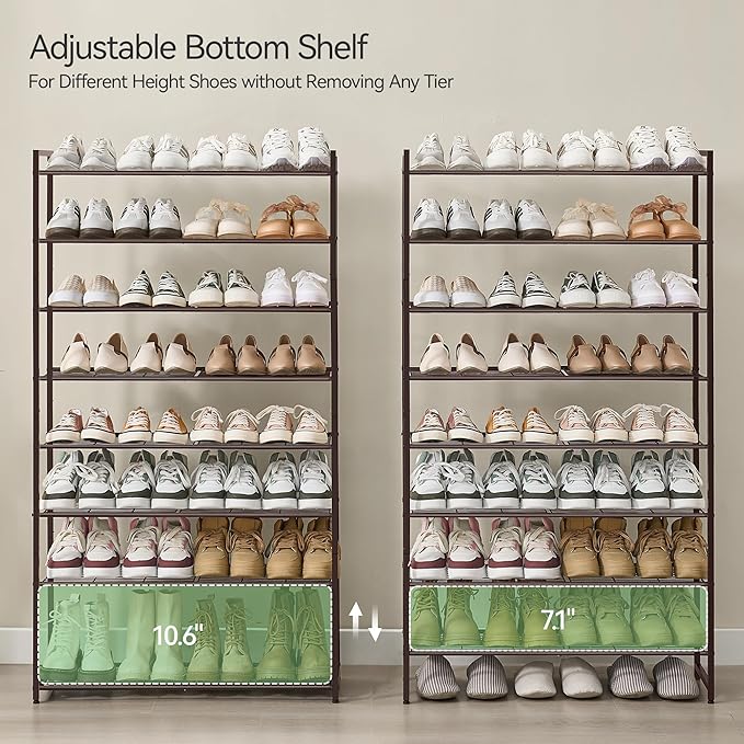 Shoe Rack, Metal Shoe Organizer, 8 Tier Garage Shoe Rack Max Holds 40 Pairs,Shoe Storage shelf for Closet,Entryway, Bronze-NeatNest