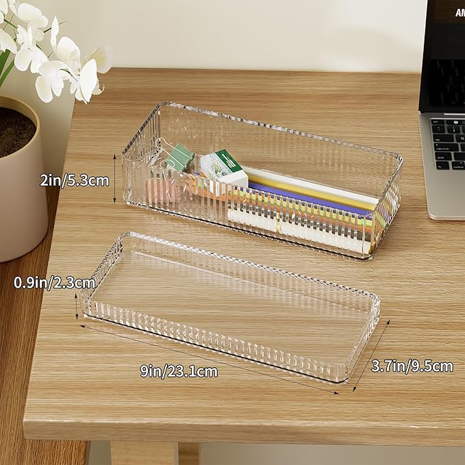Acrylic Makeup Organizer, 2 Tier Stackable Tray for Cosmetics, Nail Polish, Perfume