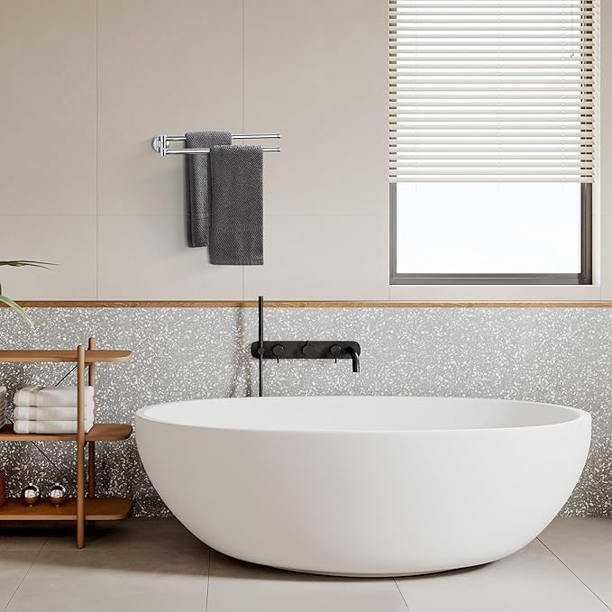 BGL Swivel Towel Bar for Bathroom Chrome,Swing Out Double Towel Bar 2-Arm Kitchen Wall Mounted Towel Hanger Holder for Bathroom Organizer-NeatNest