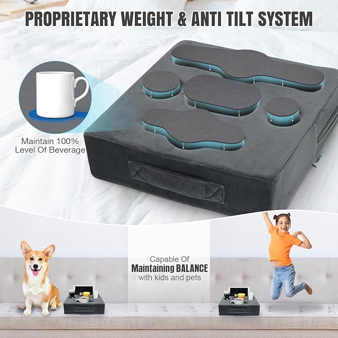 STBoo Couch Cup Holder Pillow - Sofa Drink Cup Holder Cozy Buddy | Bed Caddy Organizer Holds Remote, Snacks, Phones, Tablet | Waterproof Anti-Spill Sofa Beverage Tray for Car, Beach, RV, Boat (Grey)-NeatNest