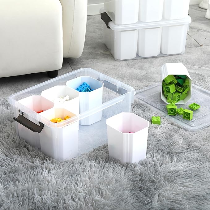 Citylife 17 QT Plastic Storage Bins Clear Storage Box with Lids Multipurpose Stackable Storage Containers for Organizing Tool, Craft, Crayon, 2 Packs-NeatNest