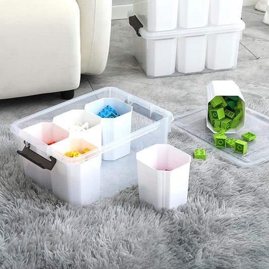 Citylife 17 QT Plastic Storage Bins Clear Storage Box with Lids Multipurpose Stackable Storage Containers for Organizing Tool, Craft, Crayon, 2 Packs-NeatNest
