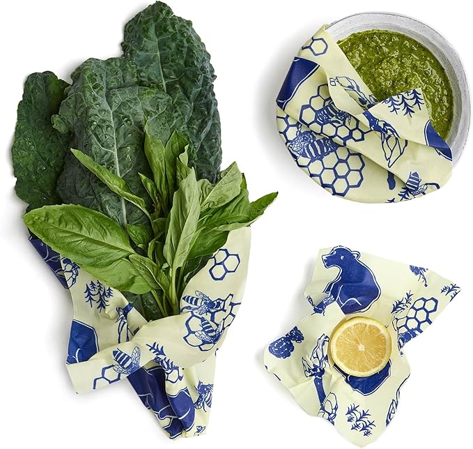 Bee's Wrap Beeswax Wraps for Food - Bees + Bears 3 Pack (S, M, L) Made in USA Reusable & Organic Food Wraps, Sandwich Wrap & Bowl Covers - Eco-Friendly Alternative to Aluminum Foil & Plastic Wrap-NeatNest