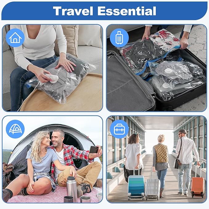 VMstr 18 Pack Vacuum Storage Bags with USB Pump, Vacuum Seal Bags for Clothing Travel, Carry-on Size Space Saver for Clothes and Clothing-NeatNest