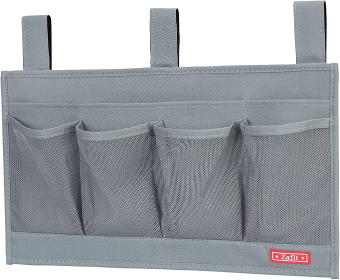 Hanging Bedside Caddy, Bedside Storage Organizer for Magazine, Phone, Remote control (6 Pockets-Grey)-NeatNest