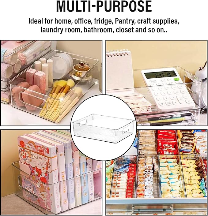 Clear Plastic Storage Bins, Pantry Organizers and Storage or Kitchen Organization and Storage Containers Bins for Organizing, Fridge, Freezer, Bathroom, Pantries, Refrigerator, Cabinet Organizer Bin-NeatNest