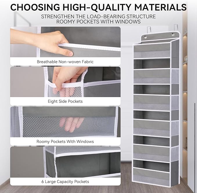 WishJazz Over The Door Organizer Storage 6 Tiers - Heavy Duty 50 lbs Anti-Tilt Behind Door Storage, Hanging Closet Organizer for Baby Essentials, Nursery, Bedroom, Bathroom, Room & Diaper Organizer