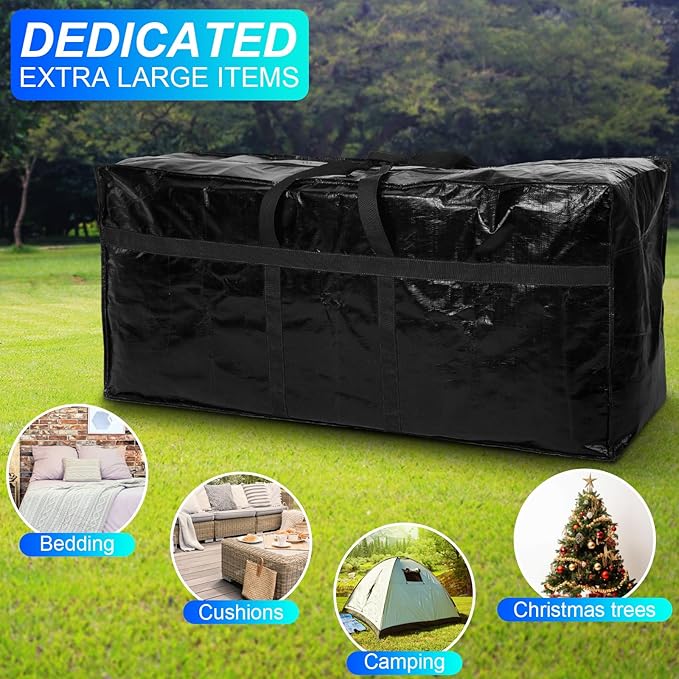 2 Pcs 66 Gallon Extra Large Moving Bags Storage Bags with Zipper and Handles Heavy Duty Duffle Bag Foldable Tote Bag for College Dorm Travel Clothes Blankets Bedding Moving(Black)
