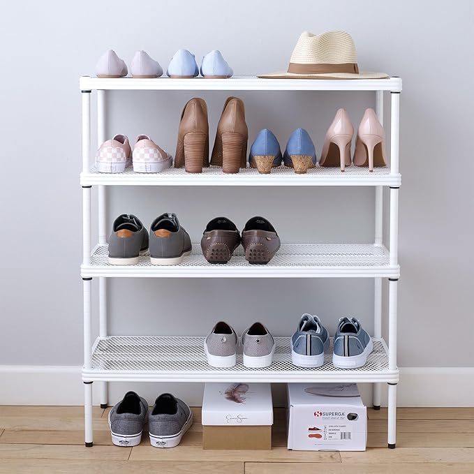 Design Ideas MeshWorks, 2-Tier Steel Shelving Rack, 440lb Capacity Per Shelf, White-NeatNest