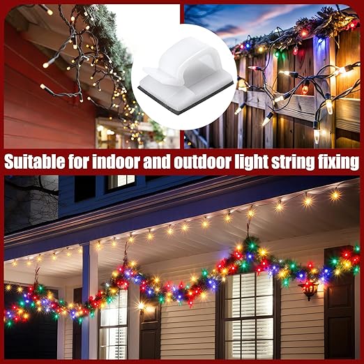 Blulu 100 Pcs Adhesive Cable Clips Bulk Wire Holder for Cord Organizer Clips Cable Management Outdoor Light Hooks for Christmas Wall String Lights Fairy Lights-NeatNest