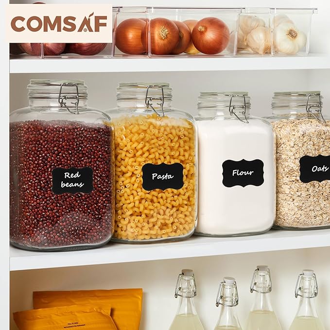 ComSaf Rice Container 152oz, Flour Sugar Storage Containers, Glass Jars with Airtight Lid, 1.17 Gallon Mason Jar, Large Storage Containers with Lids for Pickled Egg, Pasta, Cereal, Beans, Set of 2-NeatNest