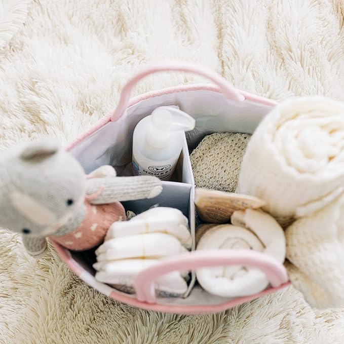 OrganiHaus Pastel Rainbow Basket | Rope Diaper Caddy Basket | Baby Diaper Caddy Organizer | Nursery Basket & Baby Baskets for Newborn Baby Diaper Organizer for Rainbow Decor | Diaper Storage Organizer
