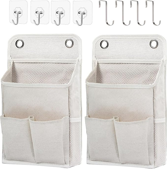 Hanging Basket for Organizing, Wall Organizer with Pockets and Over The Door Organizer，Can for Home, Closet, Office and Camper (2 White)-NeatNest