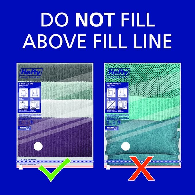 Hefty Shrink-Pak - 4 Large Vacuum Storage Bags for Clothes, Pillows, Towels, or Blankets - Space Saver Vacuum Sealer Bags Ideal Under Bed Storage Solutions-NeatNest