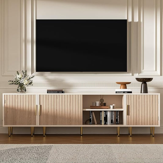 71" TV Stand for 50/60/70/80 inch TV, TV Stand for 75+ inch TV, Modern Entertainment Center for Up to 80" TV, TV Media Stand with Storage Cabinet for Living Room, Bedroom, Oak-NeatNest
