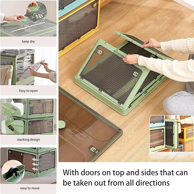 Collapsible Storage Bins with Lids, Closet Organizers, Dorm Room Essentials, Folding Storage Box-NeatNest