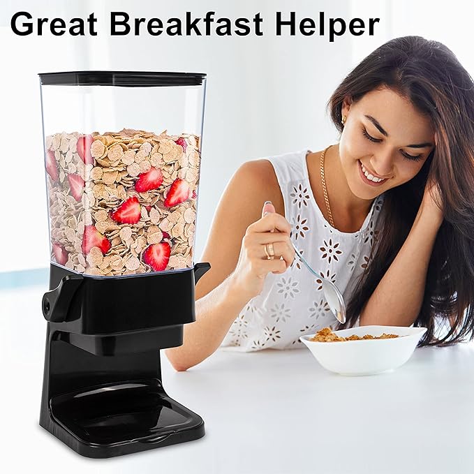 Cereal Dispenser Countertop with Lids, 5L Organization and Storage Containers for Kitchen and pantry, Rice Dispenser for food, Cereal, Beans, Nuts, Snack,Oatmeal, Dog Food, Bird Seed, Black, 3Pc-NeatNest