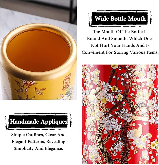 Ceramic Umbrella Stand Living Room Floor-Standing Freestanding Cane Chinese Umbrella Stand Multifunctional Painted Porcelain Vintage Ceramics Flower Vases for Home Office Entrance Indoor(E)-NeatNest