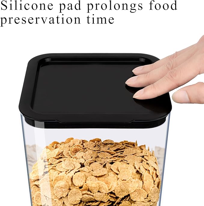 Cereal Dispenser Countertop, 5L Kitchen Organization Cereal Containers Storage, Desktop Candy Dispenser Plastic Cereal Dispenser, Snack Containers Can Hold Granola, Dry Food, nut, Grain (Black, 2Pc)-NeatNest