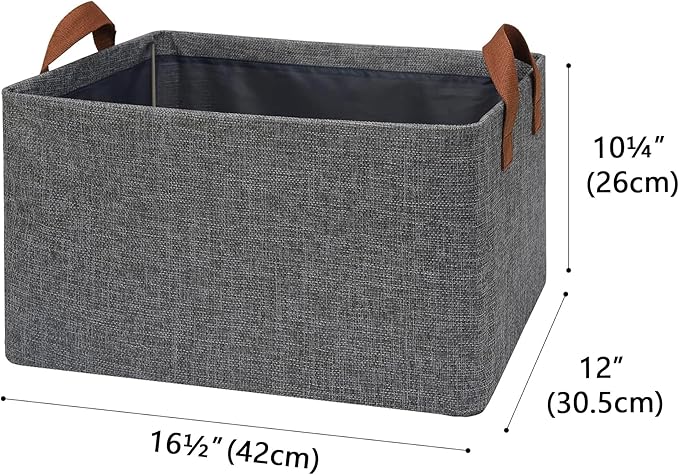GRANNY SAYS Closet Storage Baskets, Collapsible Fabric Storage Bins with Metal Frame, Clothes Organizer Bins, Extra Large Baskets for Shelves, Dark Gray, 4-Pack-NeatNest