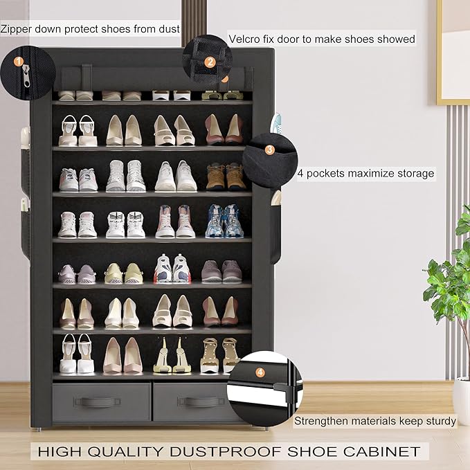 Tall Shoe Rack Dustproof Cabinet Large Capacity 8 Tier Shoe Organizer,32-40 Pairs of Shoes-NeatNest