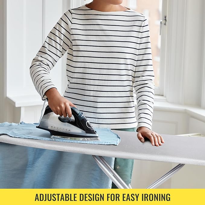 oleaf Ironing Board Full Size 54" x 15",Extra Wide&Long,Adjustable Ironing Board with 5 Heights,Stable Legs,Thick 3 Layers Cover,Easy Storage for Home Laundry Hotel Sewing Apartment Use(Large,Gray)