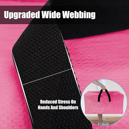 Cosy Family 8 Pack Heavy Duty Extra Large Moving Bags with Backpack Straps - Strong Handles & Zippers, Storage Totes For Space Saving, Fold Flat, Alternative to Moving Box, Pink-NeatNest