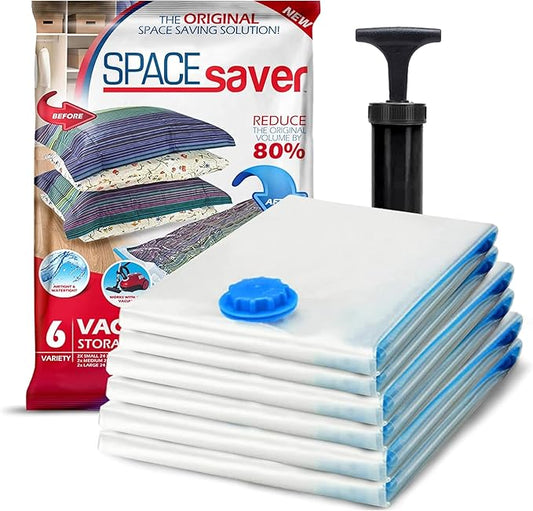 12 Pack Variety Vacuum Storage Bags for Comforters, Blankets & Clothes – Vacuum Sealed Compression Bags with Hand Pump – Space Saver Storage Bags for Bedding, Moving, Travel & Organization (6L & 6XL)-NeatNest