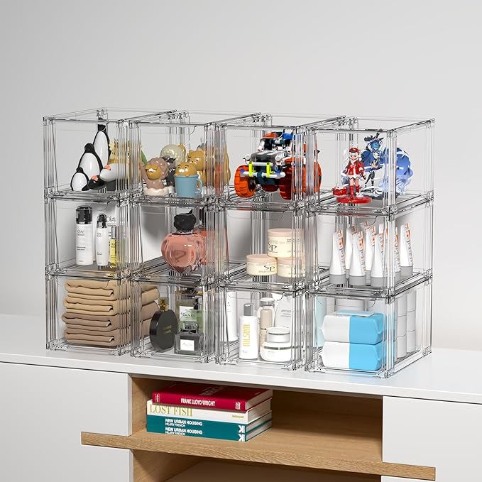 Stackable Kitchen Storage Drawers,Clear with Handles Acrylic Bathroom Makeup Organizer Bins,Easily Assemble,For Vanity, Undersink, Kitchen Cabinet,Pantry Organization and Storage (2Pack)-NeatNest