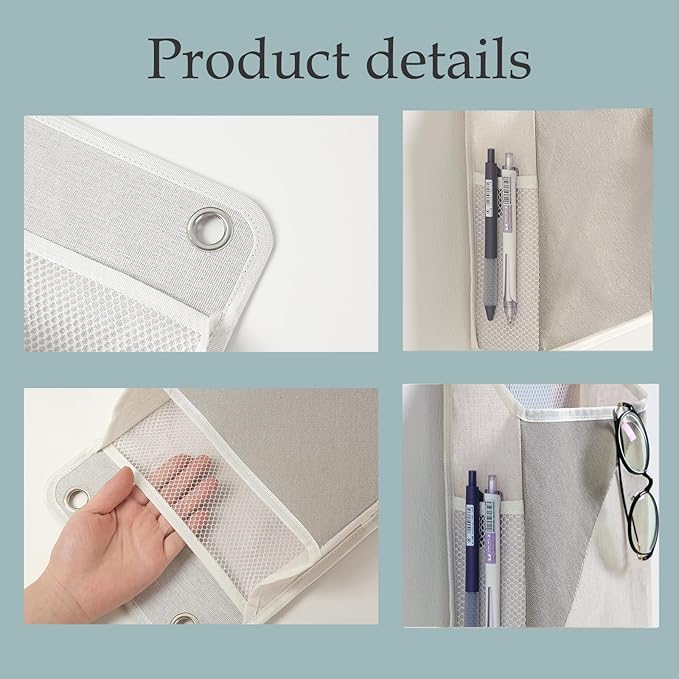 2pcs Wall Hanging Storage Organizer Bag, Hanging Baskets with Pockets for Wall organizing, Storage Hanging Bag for Bedroom, Dormitory, Study Room, Bathroom (Grey)-NeatNest