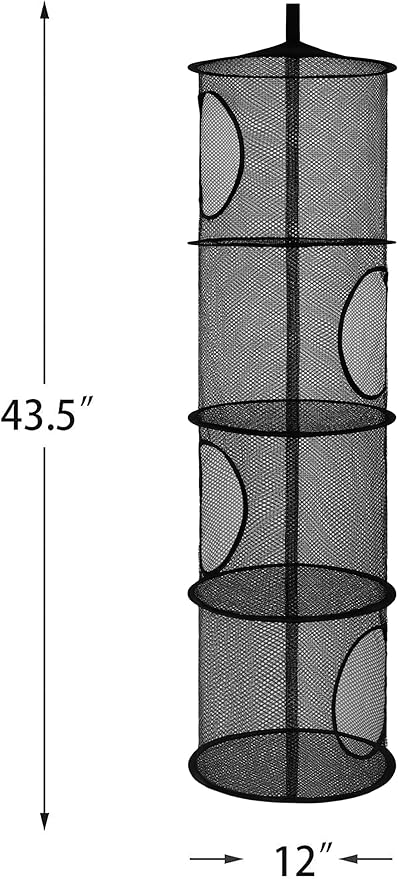 2Pcs Stuffed Animal Storage Organizer Foldable Stuffed Animal Net or Hammock Organizer, 4 Compartments Hanging Mesh Toy Storage Hammock for Kid Room Toys, Gloves, Hats, Socks(Black)-NeatNest