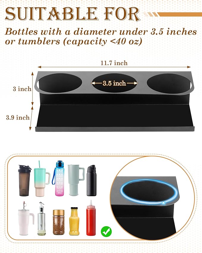 2 Pack Strong Magnetic Cup Holder for Fridge, Magnetic Cups Holder for Metal Surface, Organizer for 30&40 oz Water Bottle Tumblers, Metal Cabinet Cup Storage Racks, Tumbler Organizer Accessories