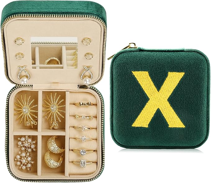 Jenria Mothers Day Gifts for Mon, Travel Jewelry Case for Women, Jewelry Organizer, Jewelry Box, Unique Gifts, Personalized Gifts for Her, Birthday Gifts for Mom, Teen Girl, Girlfriend, Green, X-NeatNest