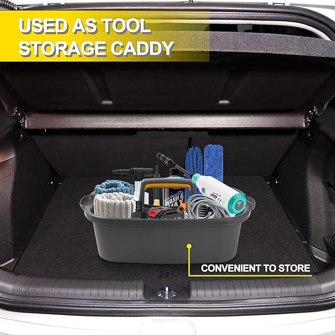 Cleaning Caddy, Cleaning Caddy Organizer with Handle, Plastic Tool Storage Cleaning Supply Caddy for College Dorm, Kitchen, Garden, Under Sink,Gray