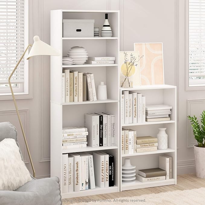 FURINNO JAYA Simple Home 3-Tier Adjustable Shelf Bookcase, White