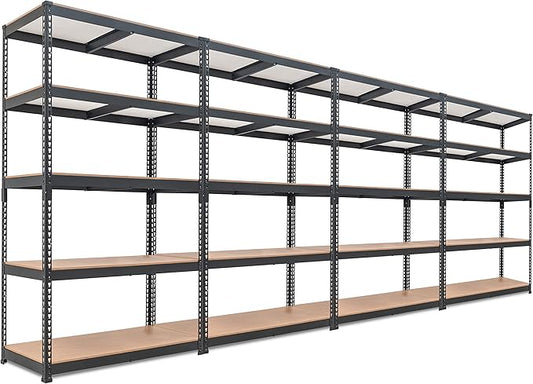 HOMEDANT 5-Tier Laminated Boltless Heavy Duty Metal Shelving Unit Adjustable Garage Storage Utility Rack Shelves Organization Multipurpose Shelf Warehouse Industrial 39.8" W x 18.2" D x 71.3" H 4Pack-NeatNest