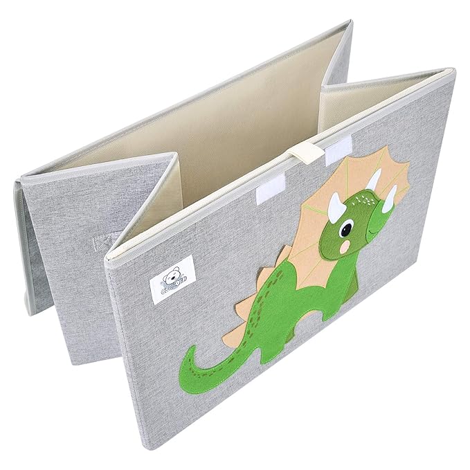 CLCROBD Foldable Large Kids Toy Chest with Flip-Top Lid, Collapsible Fabric Animal Toy Storage Organizer/Bin/Box/Basket/Trunk for Toddler, Children and Baby Nursery (Triceratops)-NeatNest