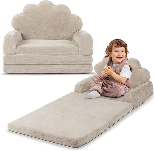 2-in-1 Kids Couch, Toddler Couch Fold Out, Comfy Toddler Chair, Convertible Kids Sofa to Lounger with Pocket and Removable Cover-NeatNest